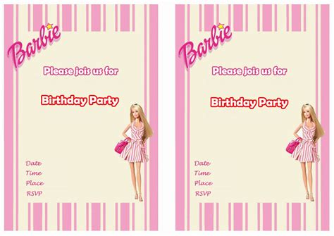 barbie birthday invitations barbie birthday invitations