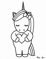 Unicorn Coloring Pages Heart Print Holding Magical sketch template