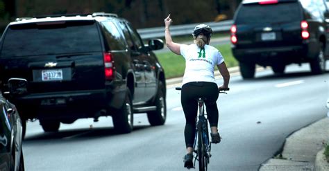 Cheeky Cyclist Flips Trump Motorcade The Middle Finger