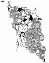 Bai Meera Krishna sketch template