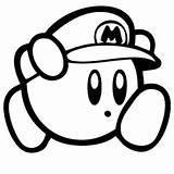 Kirby Coloring Pages Mario Super Headphone Listening Music sketch template