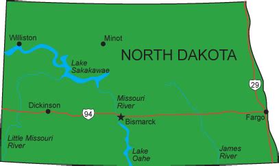 map north dakota state map