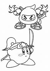 Kirby Coloring Pages Ninja Printable Kids sketch template