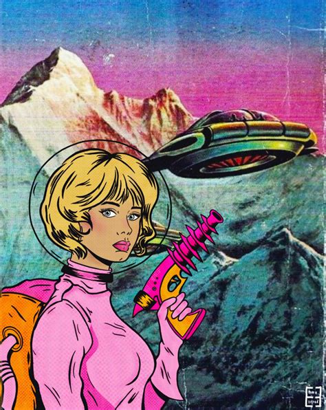 retro sci fi art galactic girl   emart vintage art comic pop art