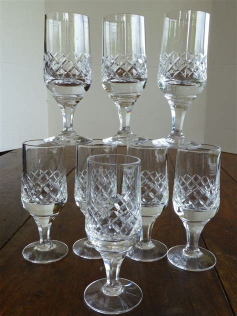 Vintage Crystal Wine Goblets Heavy Weight Set Of 8 Sold On Ruby Lane