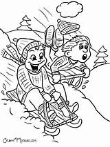 Sledding Sled Hill Craftymorning Getcolorings sketch template