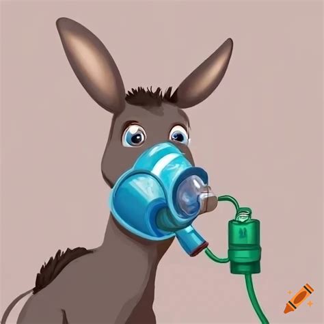 cartoon donkey  oxygen mask