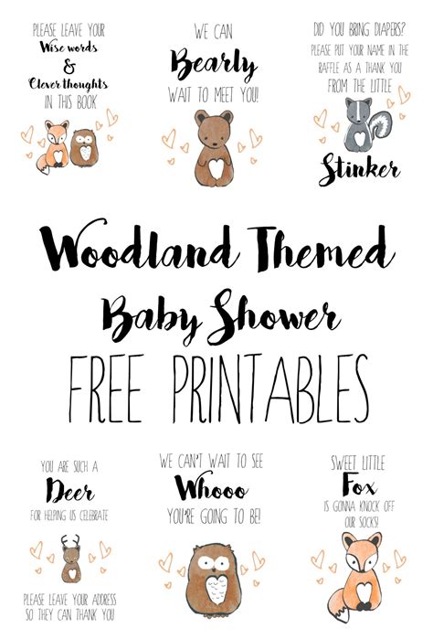 woodland baby shower  printables baby shower printables baby