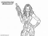 Gamora Guardians Galaxy Coloring Pages Kids Printable Color sketch template