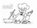 Coloring Cooking Cook Chef Pages Colorear Para Cocinero Cocina Inglés Trabajos sketch template