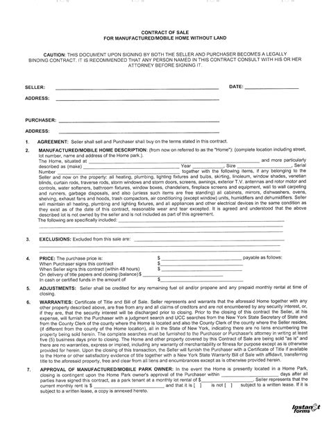 home sales agreement contract forms   ms word
