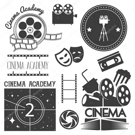 vector set  cinema logo labels  studio  theater badges