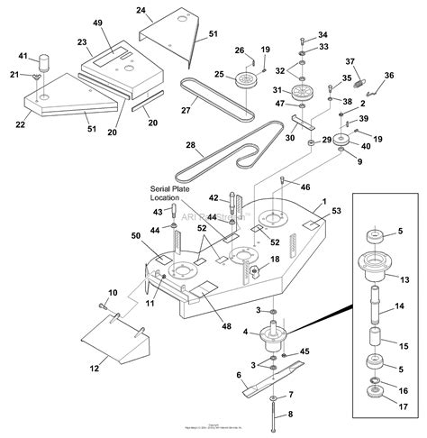 bunton bobcat ryan    width cutterdeck parts diagram   blade belt drive system