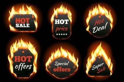 vector fire labels set custom designed graphics creative market