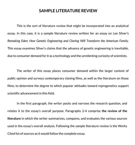 literature review examples guide samples