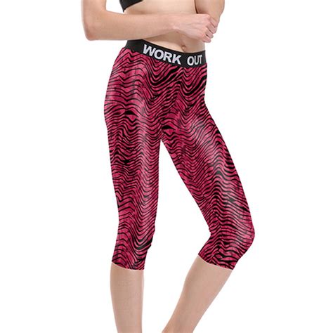 women red wave stripes fitness quick dry workout leggings unisex high waist knee length aerobic
