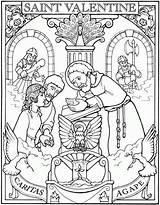 Coloring Valentine St Saints Catholic Pages Saint Printable School Sunday Valentines Christian Kids Religion Religious Colouring Crafts Print Sheets Color sketch template
