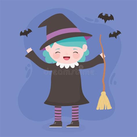 Witch Girl Trick Or Treat Happy Halloween Stock Vector