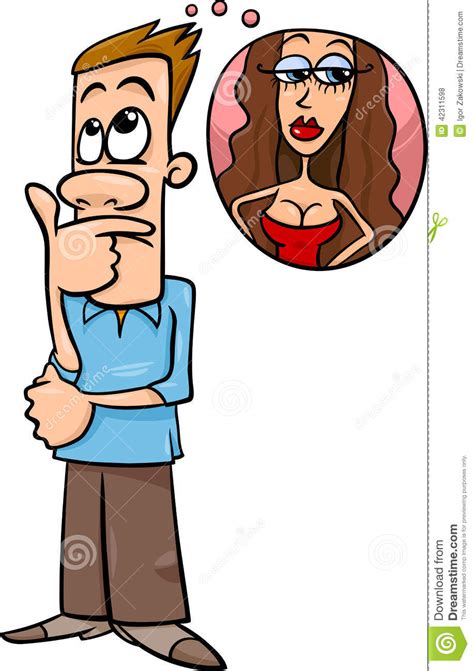 Man Think About Woman Cartoon Stock Vector Illustration