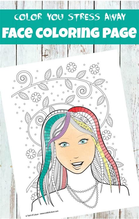face coloring page  adults trail  colors