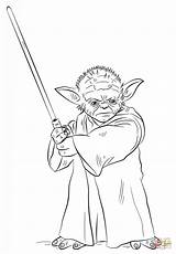 Coloring Yoda Pages Lightsaber Printable sketch template