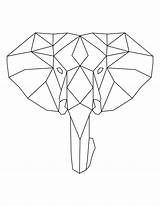 Elephant Geometric Coloring Head Pages Printable sketch template