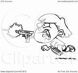 Gun Tag Shooting Laser Cartoon Outline Illustration Playing Girl Clip Toonaday Royalty Rf sketch template