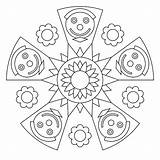Mandala Kids Pages Coloring Happy Printable Face sketch template