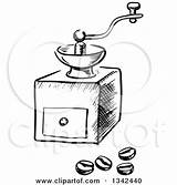 Coffee Grinder Vintage Beans Illustration Clipart Sketched Vector Royalty Seamartini Tradition Sm Graphics Small sketch template