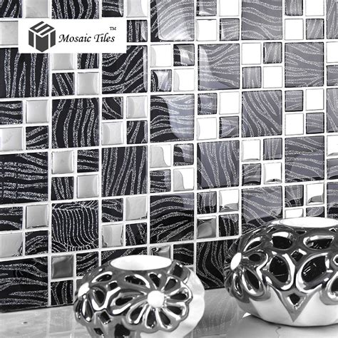 Tst Crystal Glass Tiles Black And White Mosaic Glass Tiles