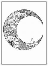 Moon Adults Mandala Henna sketch template