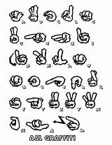 Alphabet Coloring Asl Pages Graffiti Sign Language Number Hello Printable Set Clipart Print Styles Tags Calendars sketch template