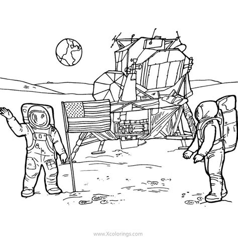 astronaut moon coloring page coloring pages