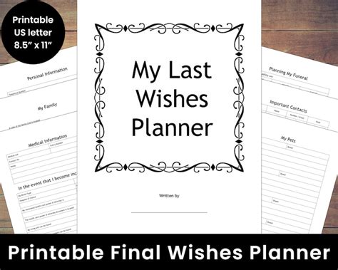 printable final wishes planner