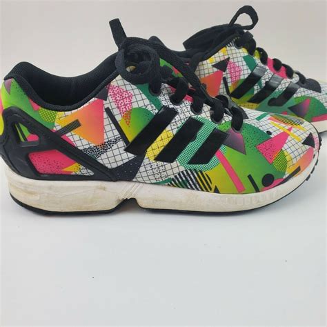 womens  adidas torsion zx flux running shoes multicolor geometric print guc adidas adidas