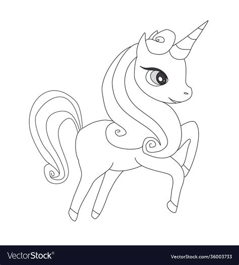 cute unicorn coloring book character isolated vector image