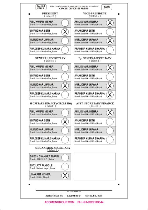 election ballot sample ballot paper  election