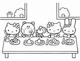 Coloring Kitty Hello Birthday Pages Table Kids sketch template