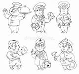 Coloring Professions Pages Job Occupation Book Worksheet Career Clipart Profession Postman Drawing Illustration Doctor Stock Policeman Vector Printable Fireman Cartoon sketch template