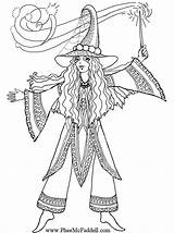 Coloring Pages Fairy Fantasy Witch Adult Pagan Enchanted Adults Mermaid Fairies Para Phee Mcfaddell Halloween Pheemcfaddell Sheets Mystical Colorear Colouring sketch template