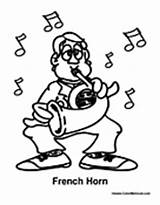 Horn French Coloring Pages Playing Man Music sketch template