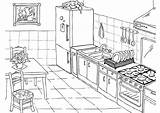 Kitchen Coloring Pages Modern Clean Room sketch template