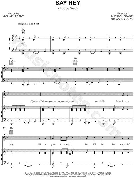 michael franti say hey sheet music in bb major transposable