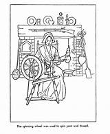 Early American Coloring Pages Life Jobs America Colonial Trades Color Occupations Spinning Printables Usa Choose Board Homes Go Gif sketch template