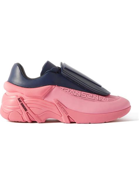 raf simons antei shell  pvc trimmed leather sneakers pink raf simons