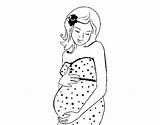 Pregnant Woman Coloring Happy Mother Dibujo Coloringcrew sketch template