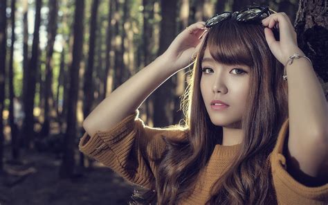 Wallpaper Face Model Long Hair Women With Glasses Asian Dress