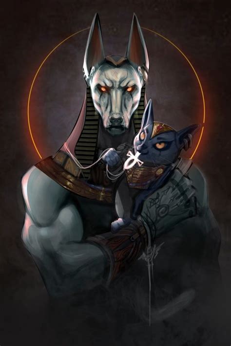 Anubis And Bastet An Art Print By Mohamed Saad Ancient