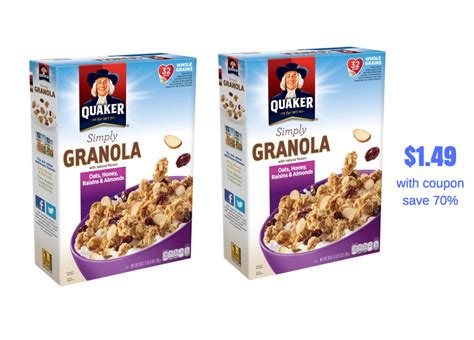 quaker granola      quaker sale  coupon save  super safeway