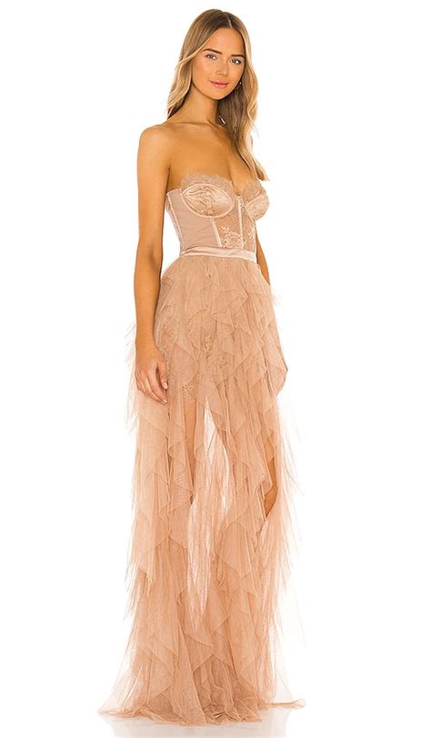 for love and lemons x revolve bustier gown in warm taupe modesens